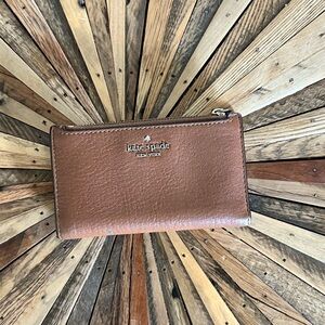 kate spade tan brown leather zip cardholder